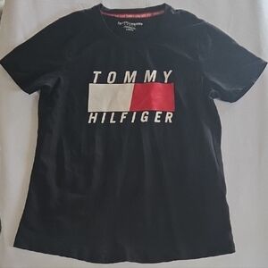 Tommy Hilfiger Black Tee with Red and White Logo